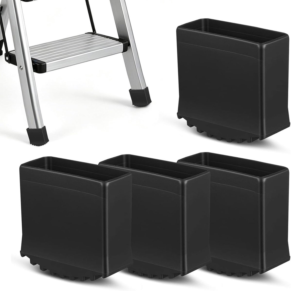 4 stuks laddervoetjes, 25 x 63 mm, antislip rubberen voetjes voor ladders, rubberen laddervoetjes, beschermkap, laddervoet, reservevoeten, universele laddervoetjes voor telescopische ladders