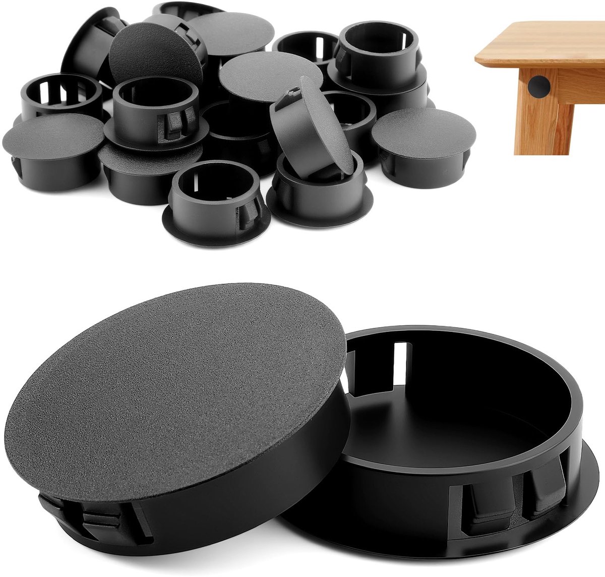 30 stuks afdekkappen voor boorgaten, 11 mm, afdekdoppen, boorgat, afdekdoppen, kunststof, zwart, afsluitstop, gatstop, buisafdekking, stop, afdekkap voor kasten, machines, meubels