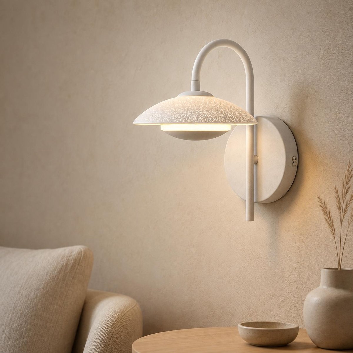 Lemlit - LED Wandlamp - Moderne Muurlamp, Wabi-Sabi Wandverlichting, 26x16x23 cm, 4500K, IP20, ON/OFF Schakelaar, Slaapkamer Hal, energieklasse C - Zandwit