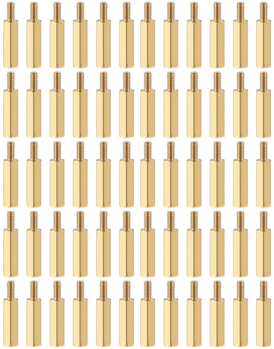 100 stuks M2.5 afstandschroeven, messing Hex PCB afstandhouders, houden hoogte consistent, geweldig voor moederbord (gouden toon, 15mm+6mm)