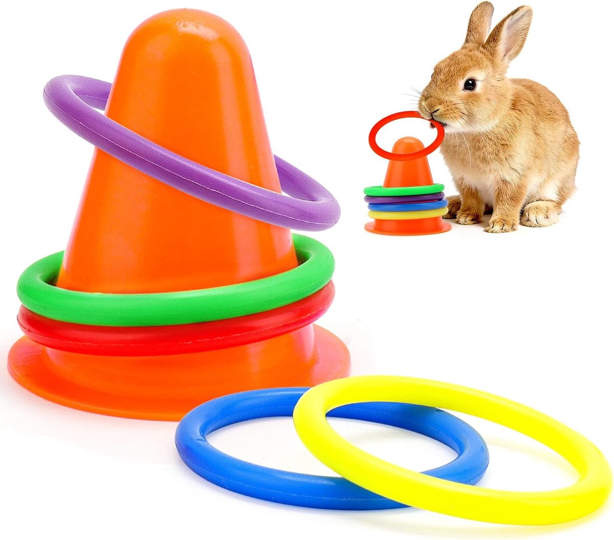Juego De 6 Piezas,Para Entretener Estimular Y Liberar Emociones Del Conejo,Juguetes Para Conejos,Juguetes Para Conejos Enanos,Accesorios Conejo Para Diversion Y Actividad En Casa (Naranja)