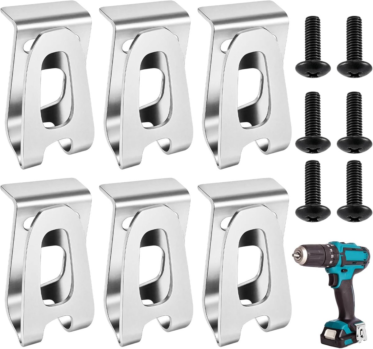 Haken van roestvrij staal, vervangende riemcliphaken zilver, riemcliphaken clip elektrisch gereedschap onderdelen met schroeven, compatibel met XFD01 XFD07D DTD144 DTD144Z