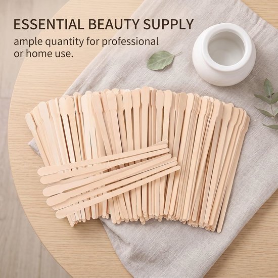200 waxstokjes, houten spatel, 8,8 x 0,65 cm, geel, voor wenkbrauwen, gezicht, ontharing — afbeelding 4