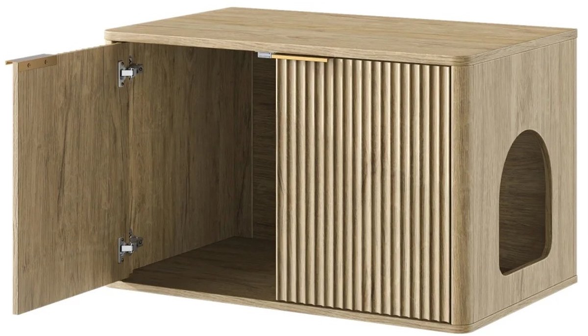 North Collective Verborgen Kattenbakkast – Kattenbak Ombouw – Bijzettafel – Houtlook – Multifunctioneel - 80 x 50 x 50 cm