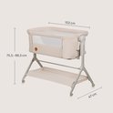 Lit cododo beige avec dimensions : longueur 102 cm, largeur 67 cm, hauteur 75,5-88,5 cm.