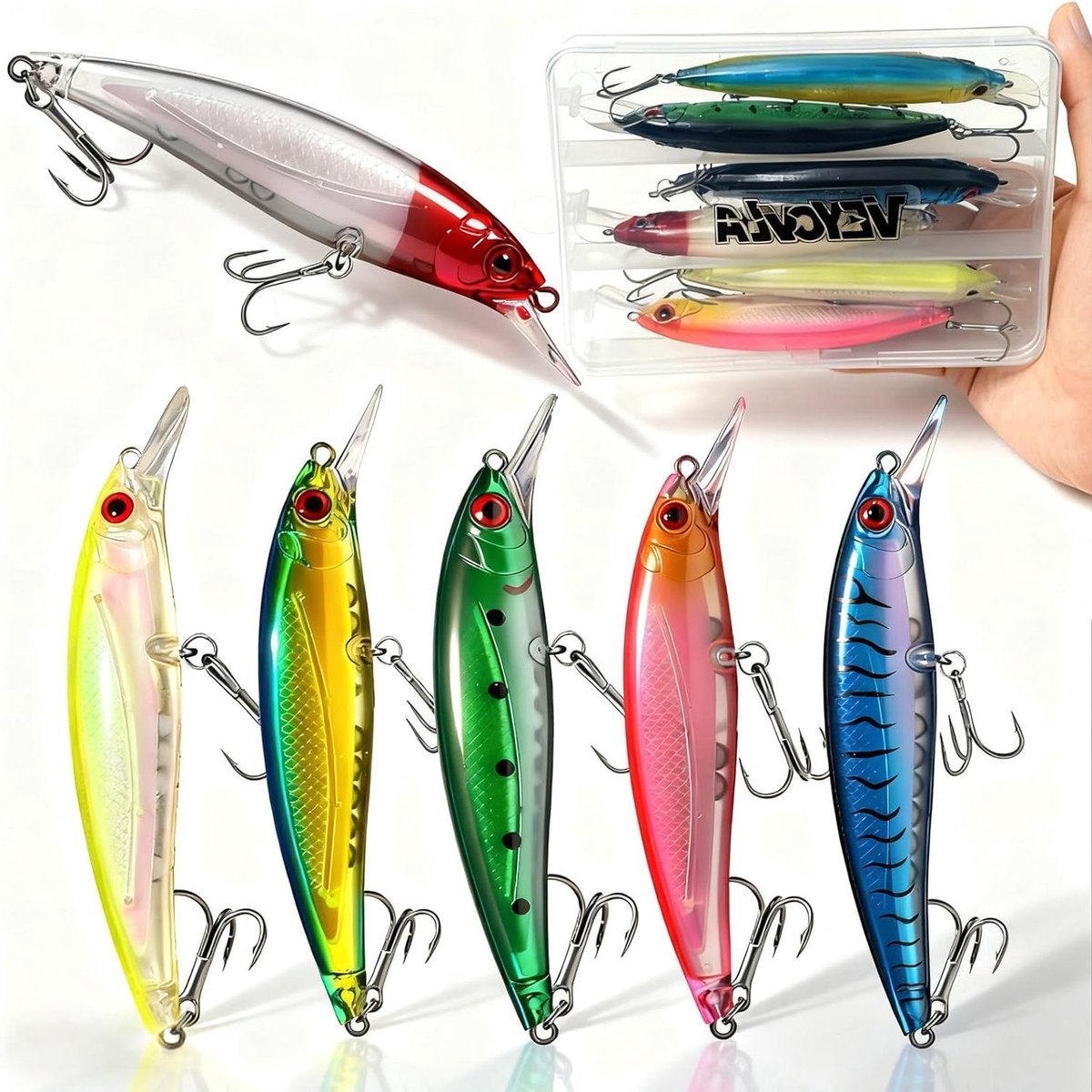 Vis Aas Set - Kunstaas Wobblers - Vissen Roofvis - Realistische Zwemactie - 6 Stuks 11cm - 6 Kleuren