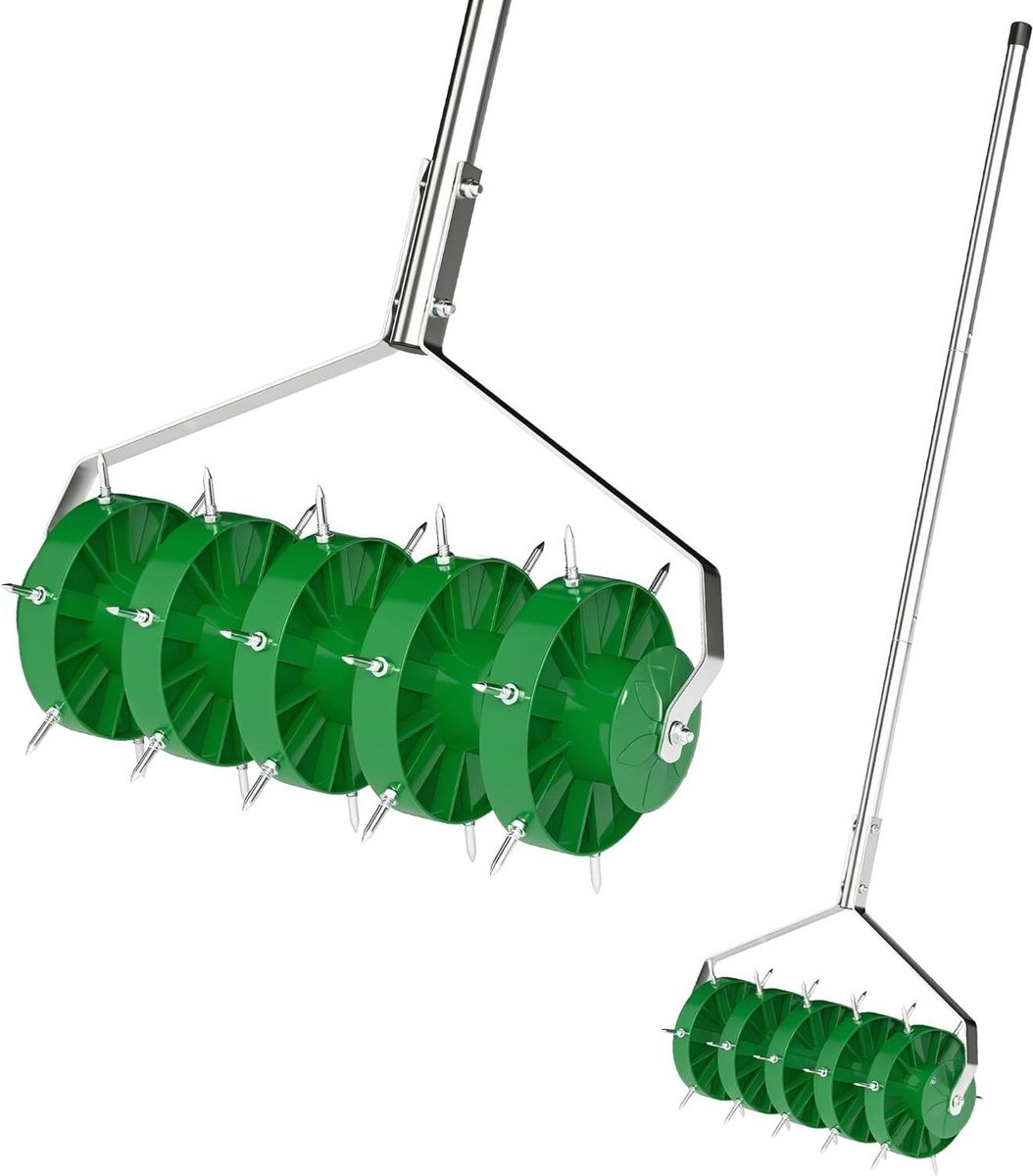 Gazonbeluchter - Tuinbeluchter Rol - Gazon Onderhoud - Afneembare Handgreep - 45 x 21 x 140 cm - Donkergroen