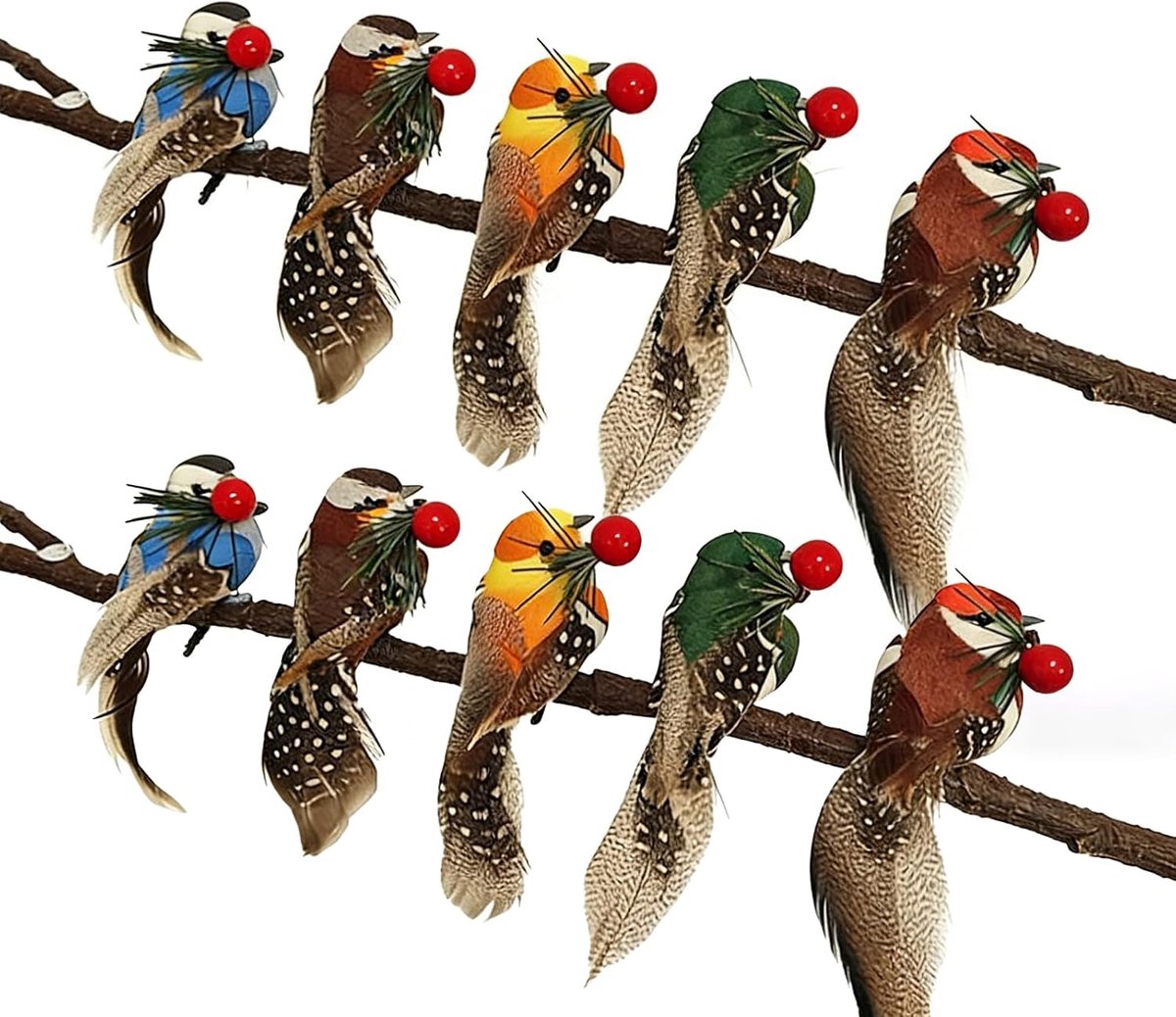 10 stuks bessen, vogeldecoratie, vogeldecoratie met klemmen | Kleur, klein, schattig kunstvogels, decoratief, voor lentetuin, feestdecoraties