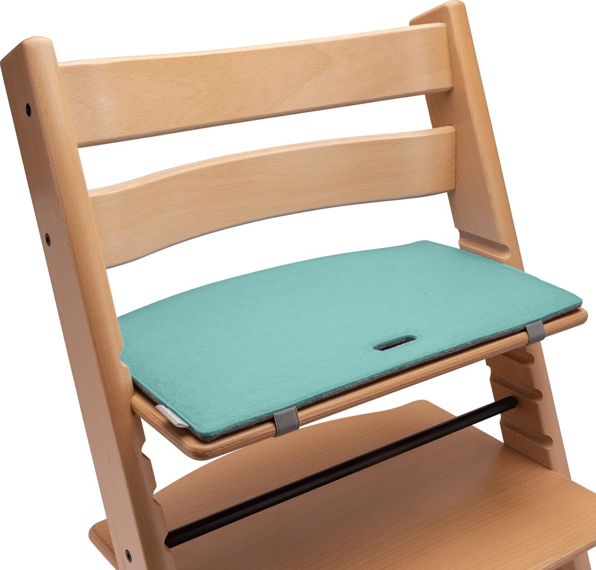 hoge stoel, compatibel met Stokke Tripp Trapp hoge stoel, turquoise / grijs, zitkussen, kussen, zitkussen, kussen, vilt, accessoires voor kinderstoel, hout, trappenhoge stoel, Mahona