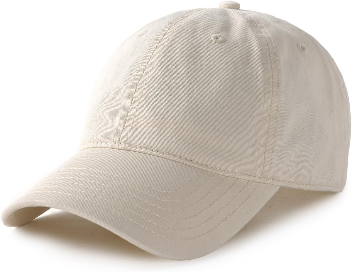 Honkbalpet voor dames en heren, vintage, van ademend katoen, klassiek, verstelbaar, met vizier, uniseks, Beige, M