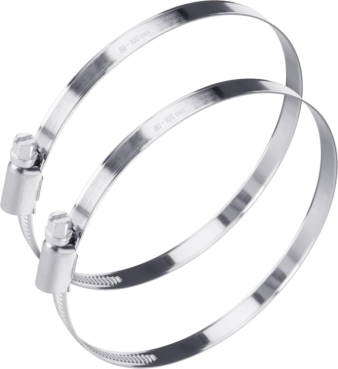 Roestvrij Stalen Slangklemmen 80-100 mm met Breedte 9 mm, W4 kwaliteit (2 stuks)
