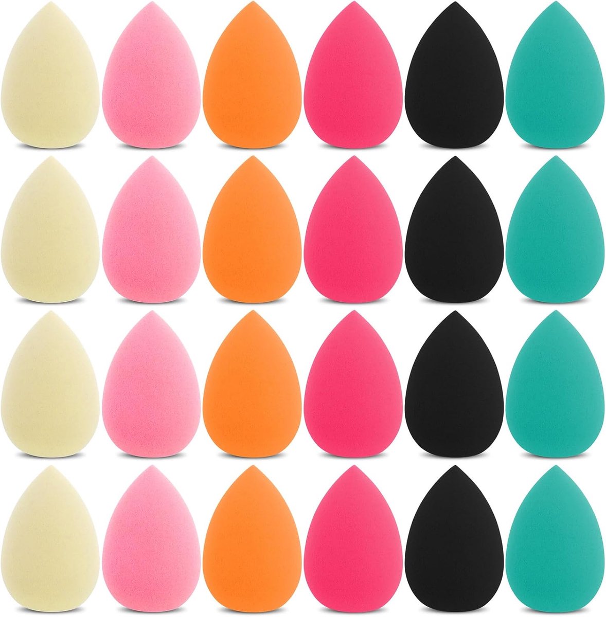 24 stuks mini-make-upsponsblender, make-upspons, kleine blender, foundation, poederpads voor poeder, crème, reparaties, cosmetica, sponsjes (6 kleuren)