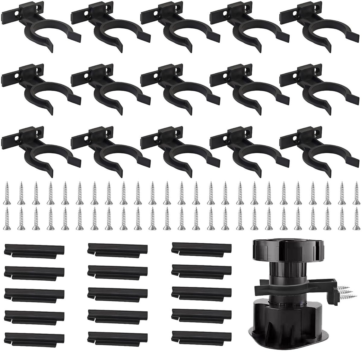Plinten clips, 15 stuks keukenplint bevestiging, plint keuken met 50 schroeven, plint keuken, keuken plint voor 32-42 mm keukenpoten, zwart