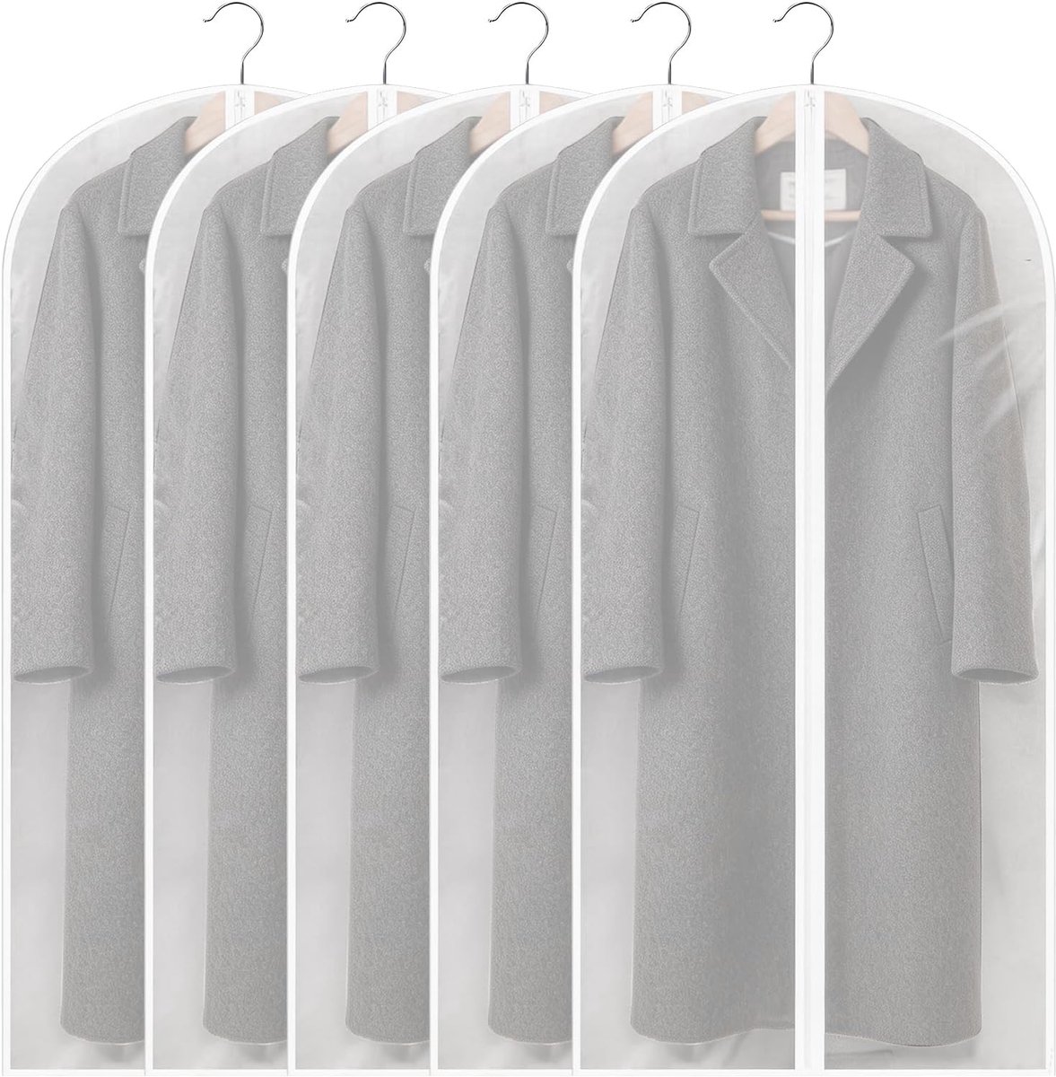 5 stuks kledingzakken lang 140 cm x 60 cm herbruikbare Peva kledinghoezen transparante kledingzakken met ritssluiting voor pakken jassen avondjurken