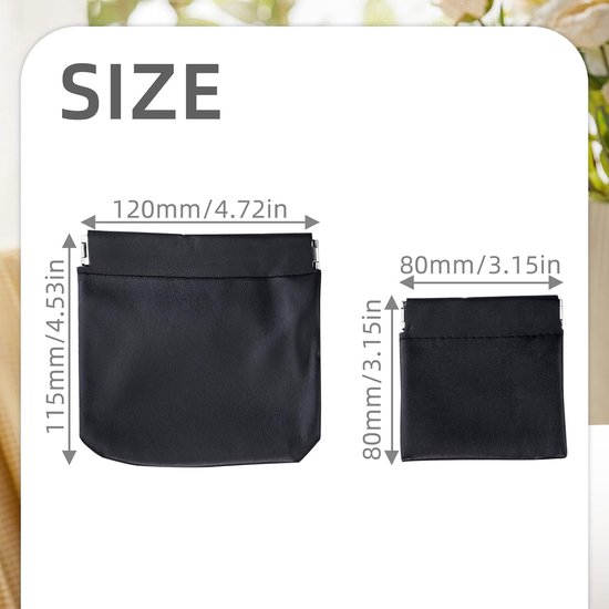 2-pack hoofdtelefoon draagtas, PU leren opbergtas, draagbare waterdichte oordopjes beschermhoes, universele hoofdtelefoon beschermhoes voor hoofdtelefoons, sleutels, USB-sticks, sieraden (zwart) — afbeelding 3