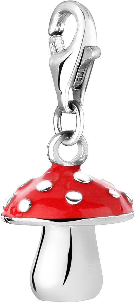 Vliegenschimmel karabijnhaak bedelhanger bedelarmband 925 zilver | Damesbedelhanger voor alle gangbare bedeldragers Charm Club Clasp-bedels 925 sterling zilver