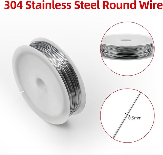 Tangenset (3-delig: naald/kettingneus, ronde neus, draadsnijder) + 304 roestvrij staaldraad (3 rollen, 0,5 mm x 100 m, zilver) - voor sieraden, doe-het-zelf, handwerk, reparatie, draadwikkels — afbeelding 2