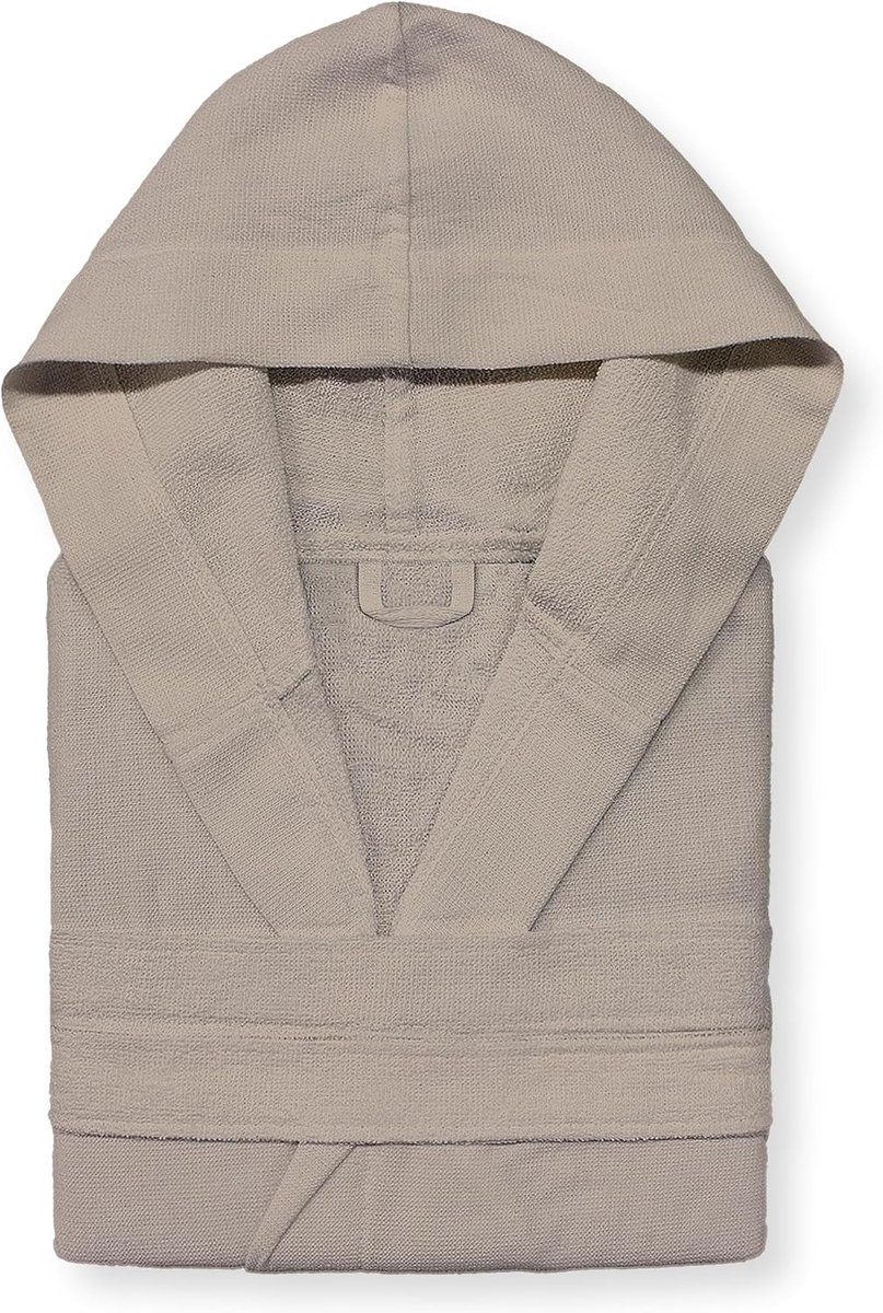 Badjas van microbadstof voor dames en heren katoen met capuchon Unisex 0064, Taupe, S