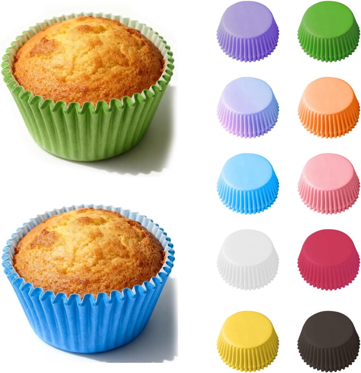 500 Stuks Mini Muffinvormpjes, 10 Kleuren Papieren Cupcake Vormpjes, Mini Muffin Decoratie Vormpjes voor Bakken, Feesten, Verjaardagen, Bruiloften en Desserts, 3,5 cm