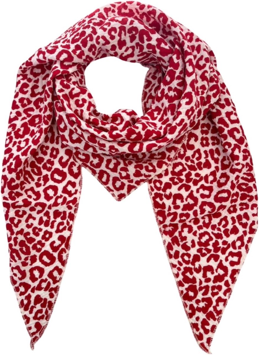 irisaa Sjaal voor dames, luipaard, zachte dekensjaal met luipaardpatroon, driehoekige halsdoek van 100% katoen, Made in Italy