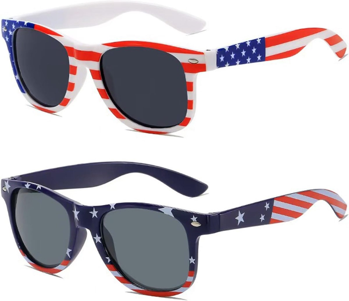 2 Stukken Amerikaanse Vlag Zonnebril, Mode Klassieke Bril, Partij Decoratie Zonnebril, Outdoor Beschermende Bril, Unisex.