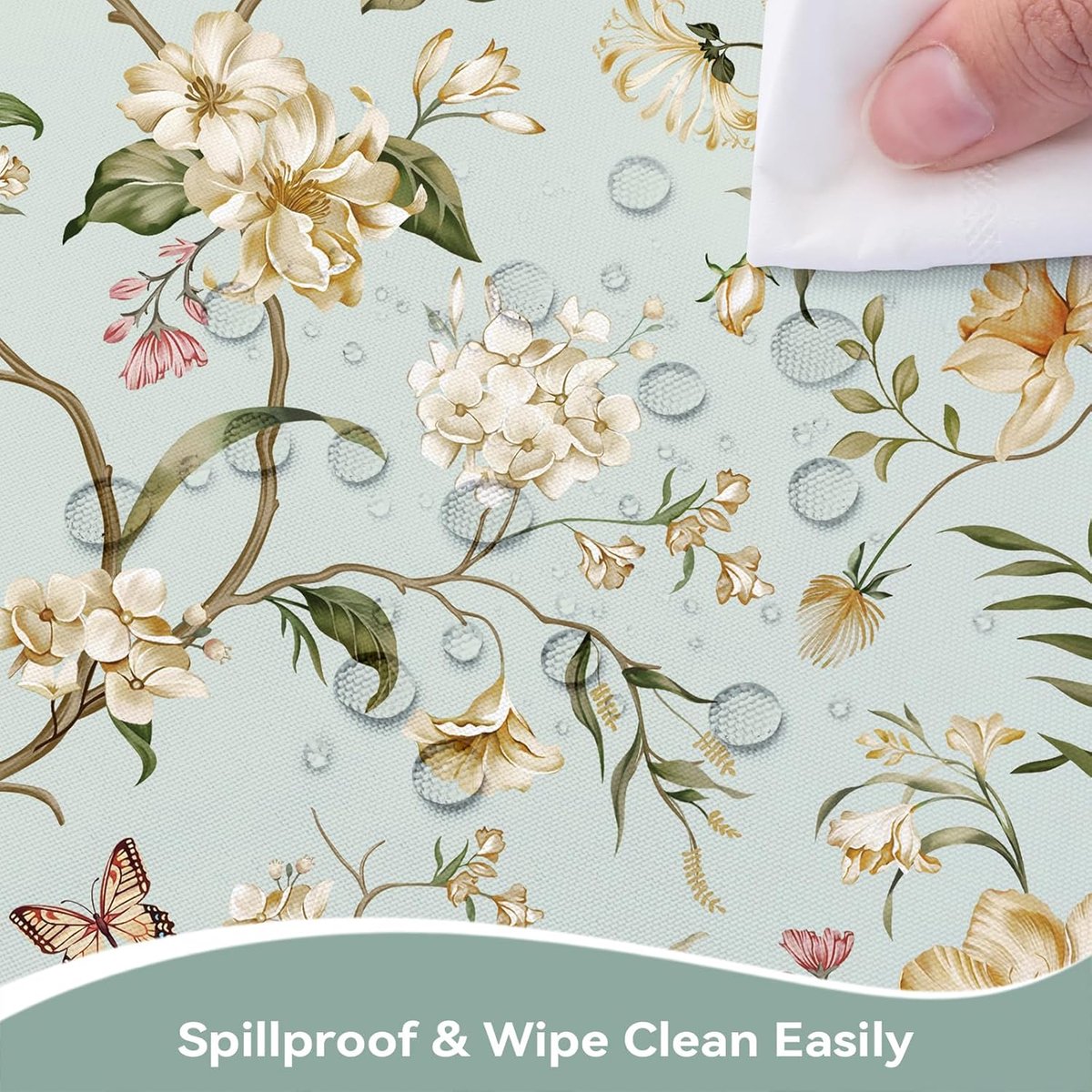 tafelkleed bloemen bladeren groen tafelkleden vlekbescherming polyester tafelkleed voor 2-4 plaatsen 100 x 140 cm keuken eetkamer tuin buiten verjaardag