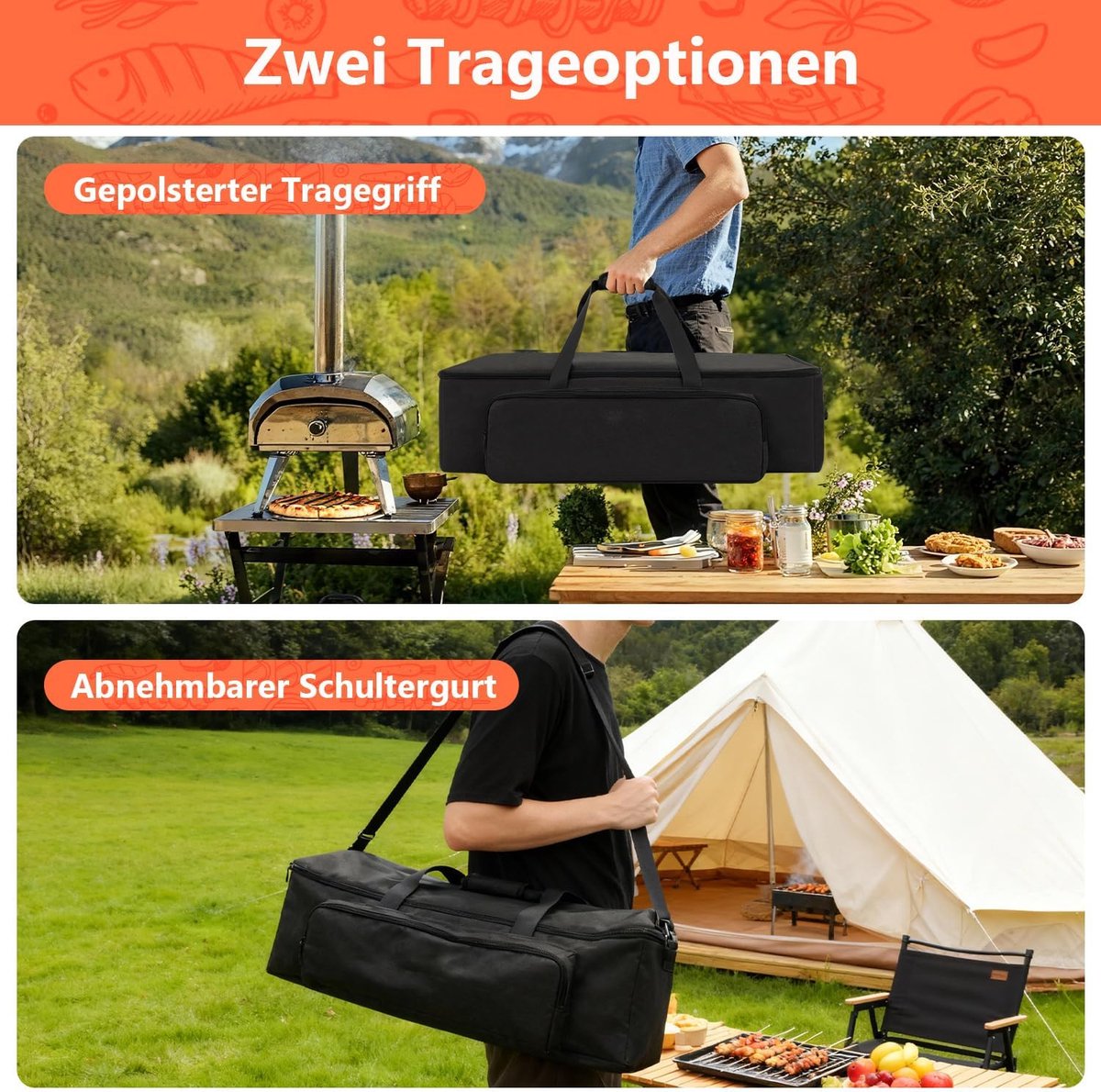 draagtas compatibel met Ooni Karu 12 & Karu 2, draagtas voor pizzaoven, accessoires, outdoor transporttas met schoorsteenzakken, waterafstotend, robuust, alleen tas – foto 5