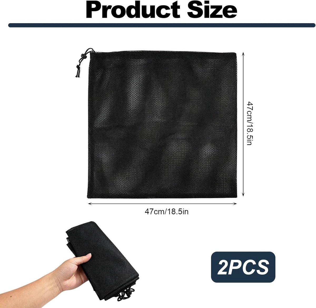 2 stuks pompfilter, netzak voor vijverpompen, robuuste filterzak van netmateriaal, aquariumfilterzak met trekkoord, verstoppingsbestendig filtermateriaal voor vijverfilters (47 x 47 cm)