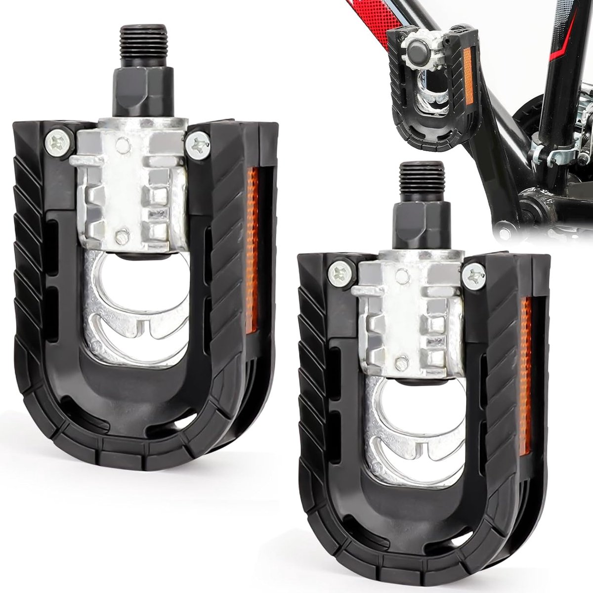 Pedalen, dubbelzijdig, inklapbaar, antislip stavlak, industriële kogellagers, reflectoren, pedelec, MTB, vouwfiets
