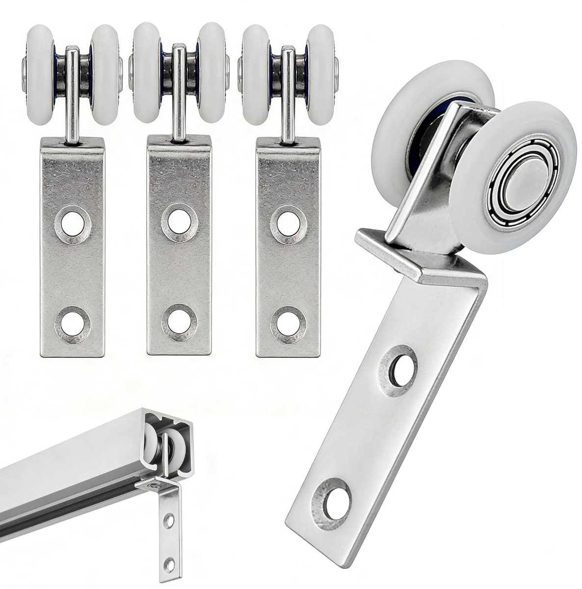 4 stuks 20 mm wielen met lagers voor schuifdeuren, glijdt perfect, voor kasten, ramen