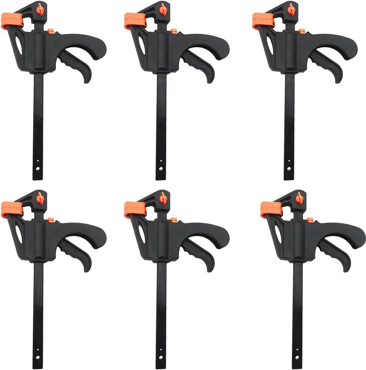 6 stuks 10 cm houtbewerkingsklemmen, ratelstangklemgereedschap, F-vormige stangklem, veersnelgreepklem, ratelontspanner, handhoutklemmen, geschikt voor handwerk