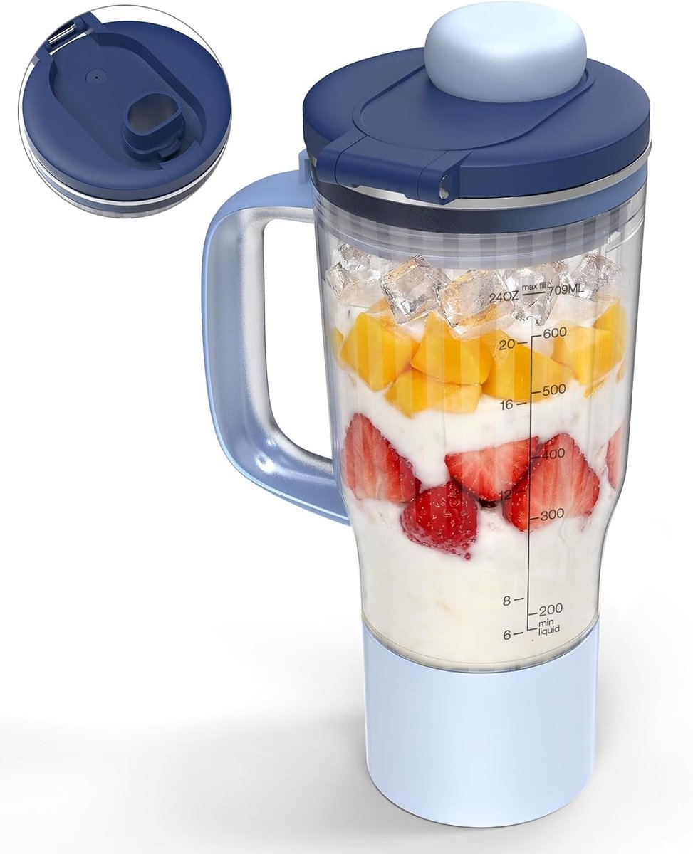 26oz Blenderbeker Vervanging voor Ninja BlendBOSS, Reisbeker met Drinkdop & Afdichtingsdeksel, Compatibel met Ninja DB301 DB351 Blender (Cyberspace)
