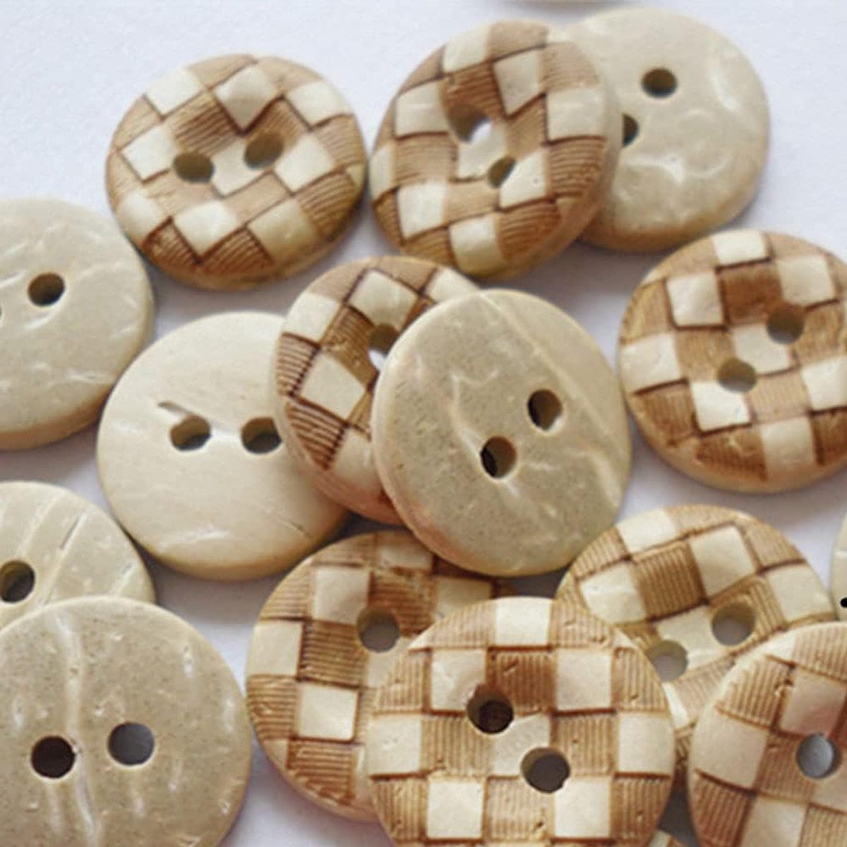 50 stuks 5 stijlen houten bedrukte knopen 2 gaten decoratieve knopen voor kleding breien haken