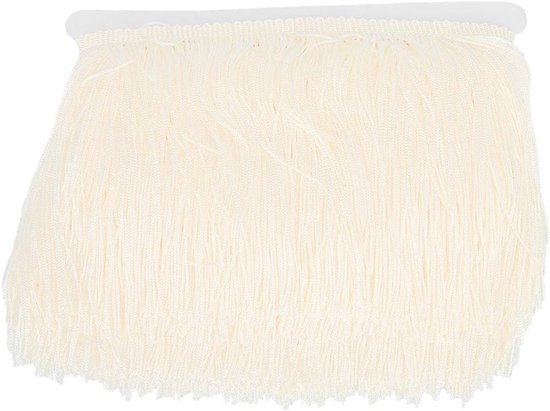 10 meter lange franje kwast, 14 cm lange franje polyester kant lint voor naaien podium polyester kwastje franje kant voor doe-het-zelf latin jurk podium kleding stof (beige) — afbeelding 4