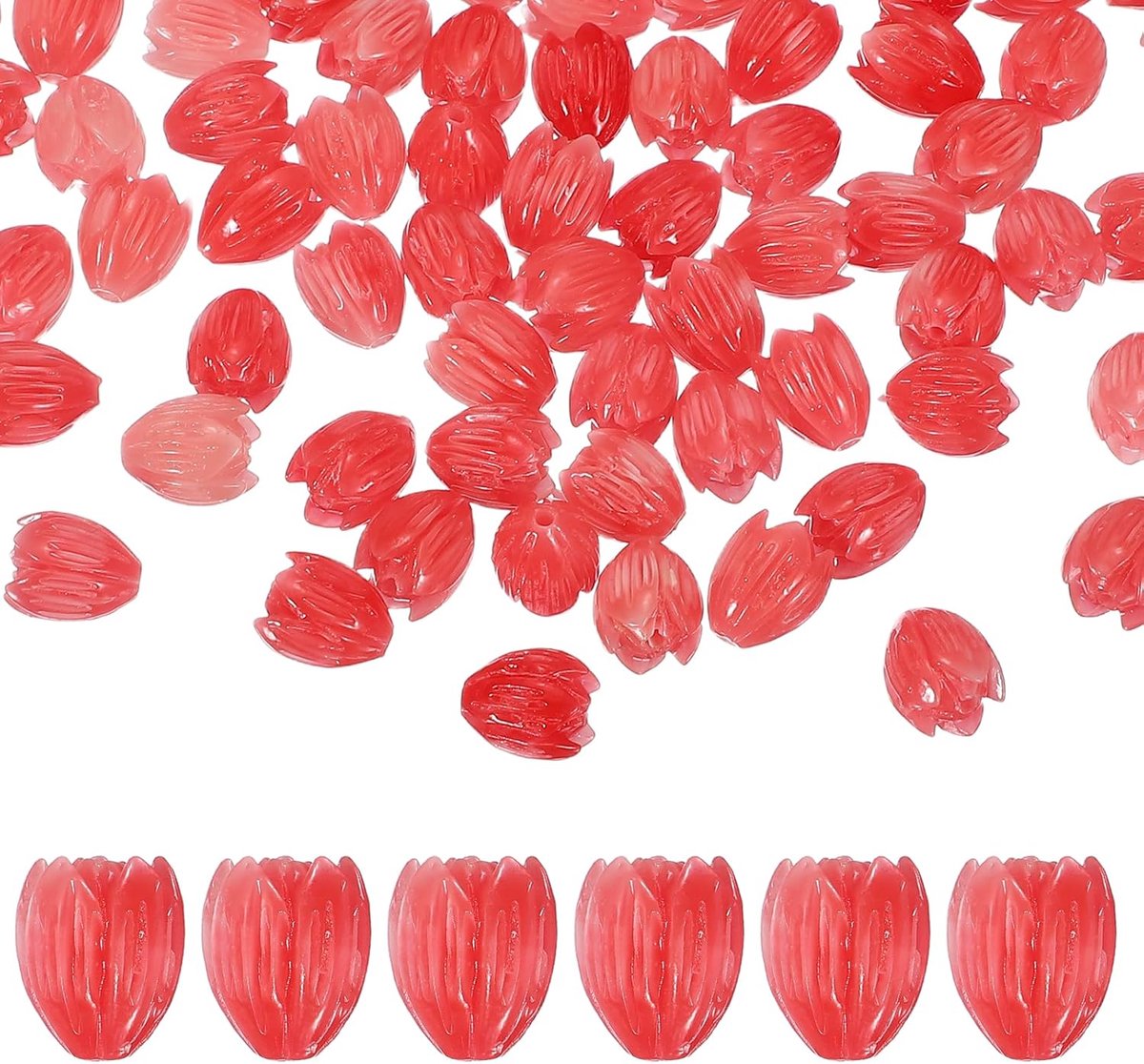 Kralen, 13 x 10 mm kunstmatige jasmijn bloem schelp bloemen spacer kralen voor doe-het-zelf ambachten maken ketting armband oorbel accessoires, imitatie jade roze