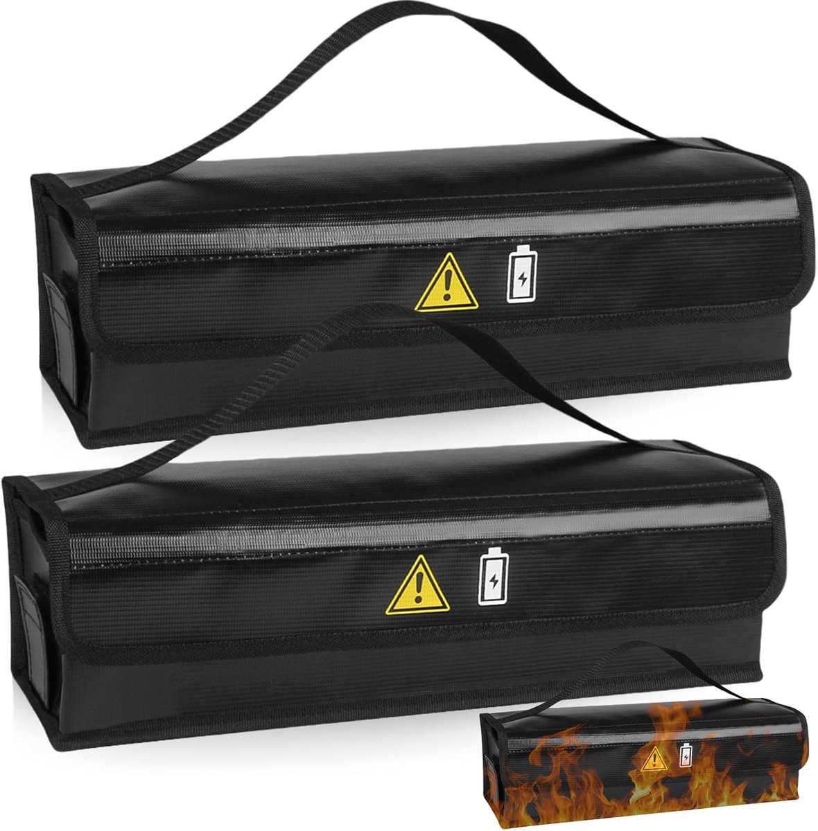 2 stuks e-bike accutas: vuurvast tot 1400 °C, waterdicht en explosiebestendig, voor opslag en transport (41 x 14 x 13 cm)