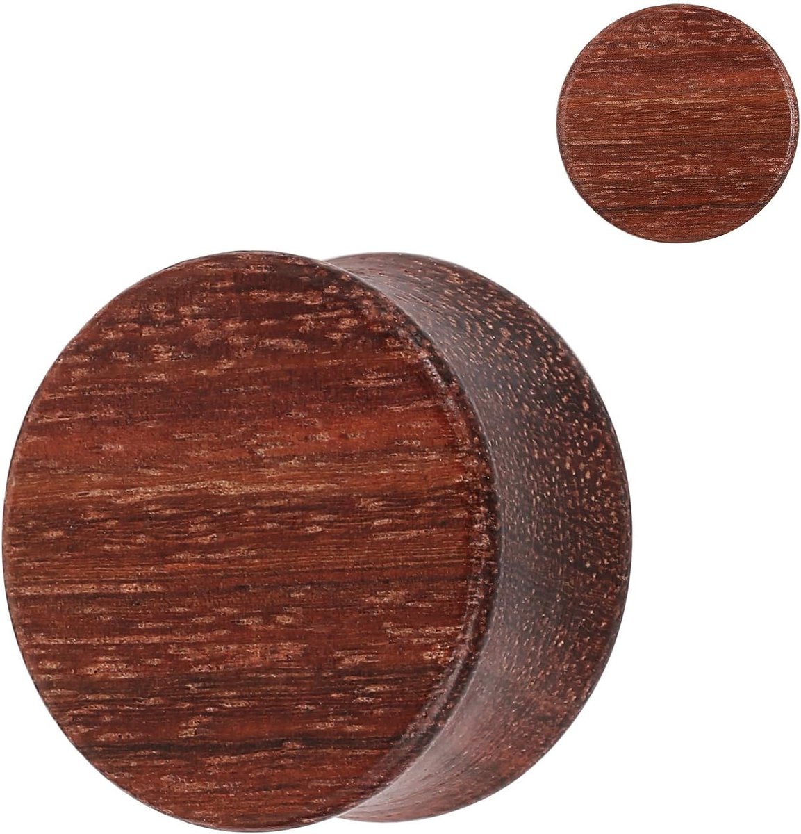 Oorpluggen hout 8 mm-20 mm set van 2 oorstekers dames heren bruin massief oor plug expander piercing sieraden