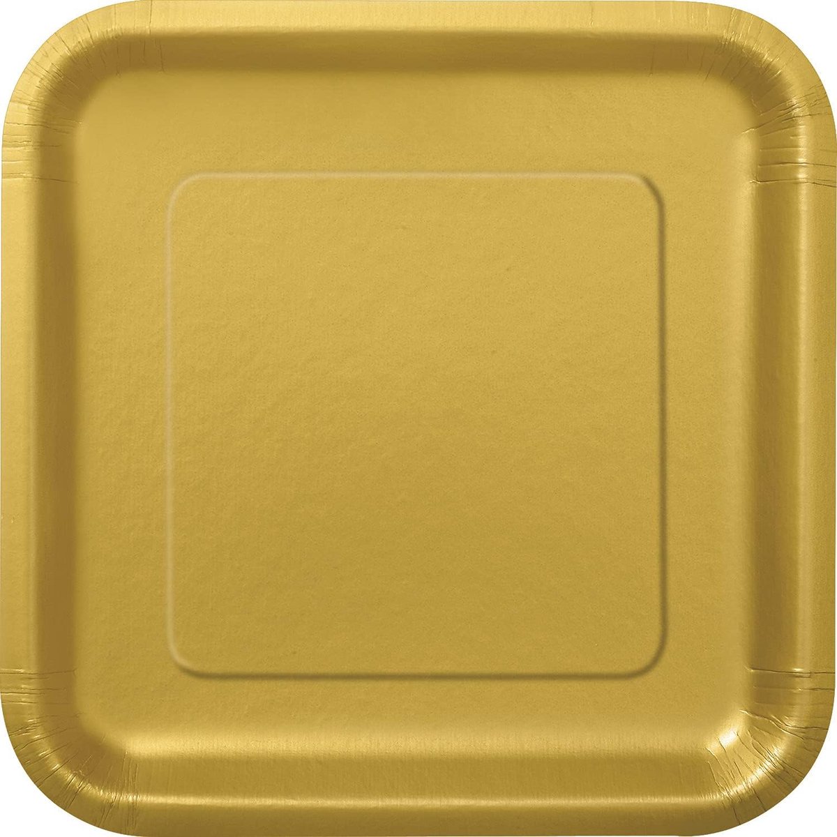 33243EU - Milieuvriendelijke Vierkante Papieren Borden - 23 cm - Goud Kleur - 14 Stuks (Pak van 1)