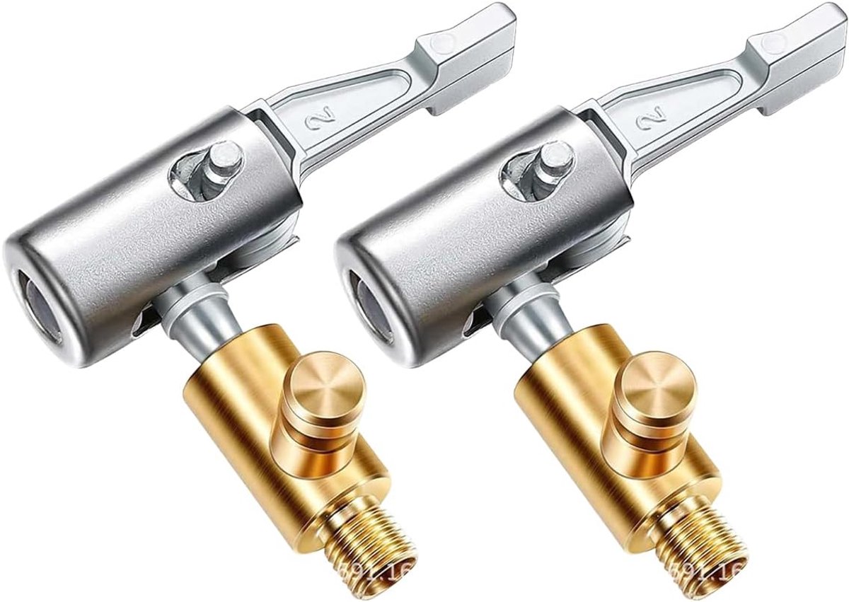 2 stuks 8 mm autoventieladapter, autoventielhendelstekker, Air Chuck autoventieladapter, bandenventiel, luchtpompclip, fietsventieladapter voor bandenventielen