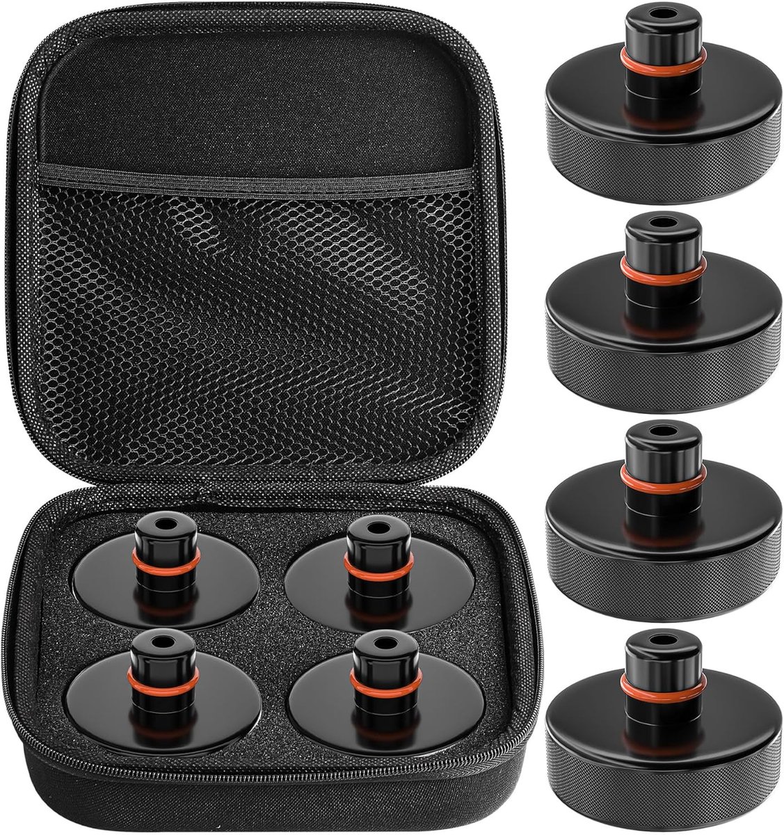 4 stuks Rubberen Pads voor Autokrik voor Tesla Model 3/Y/X/S Jack Pad, Accessoires voor Tesla-voertuigen, Rubberen Krikpad, Krikpad, Adapter Gereedschap, Carrosserie-Onderlegger, Adapter