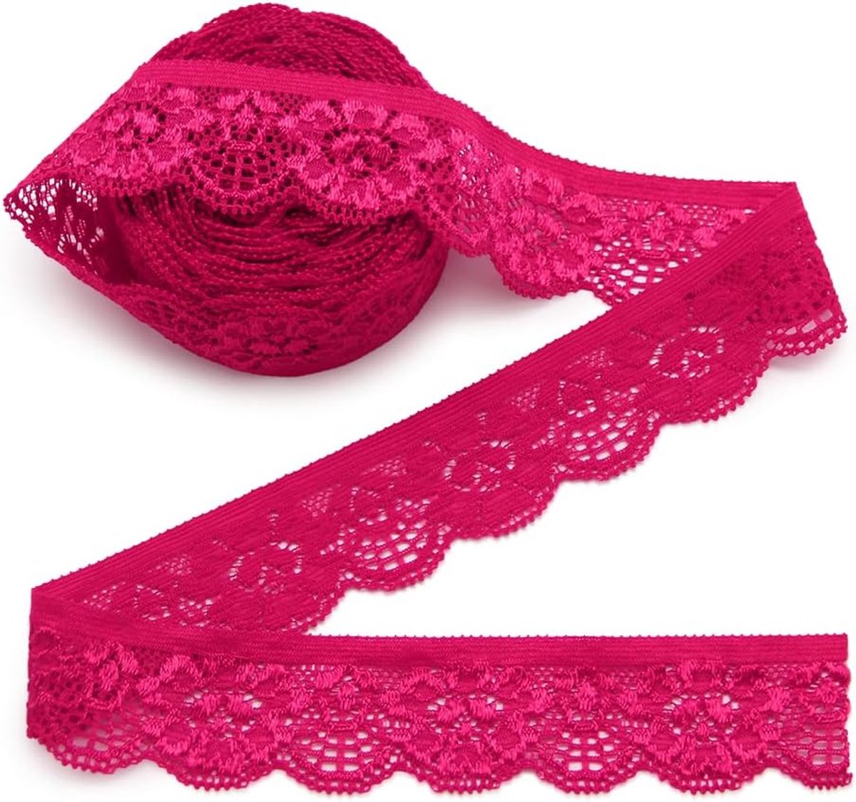 decoratief lint, elastische kanten lint stof voor naaien ambacht. vieringen decor. kleding, roze 406, 10 Yards