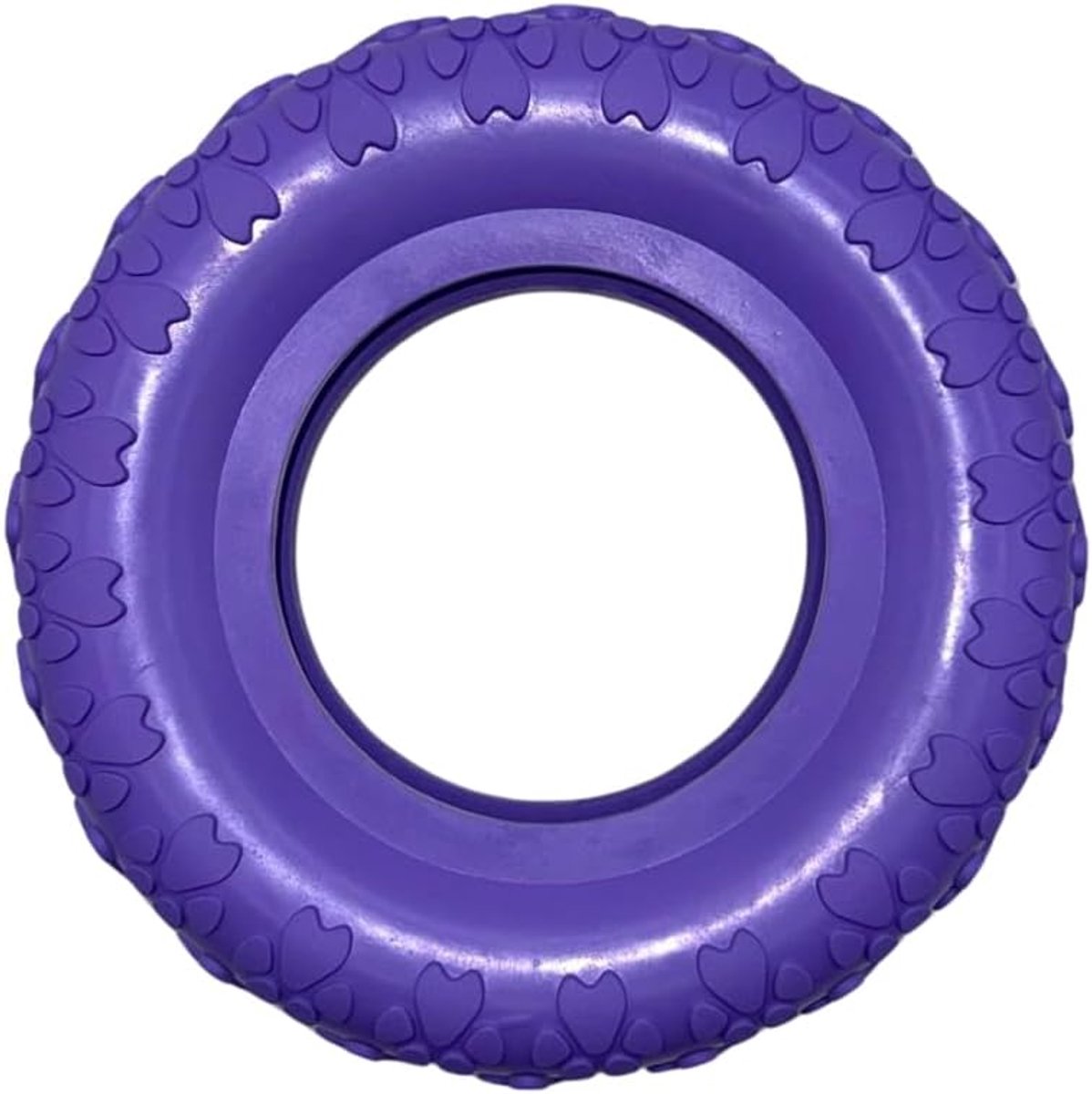 Hondenspeelgoed, natuurlijk rubber, vulbare kauwring in hoepellook, interactief speelgoed voor sterke kauwers, maten M en L, kleuren turquoise, paars en roze met touw (fluweel)