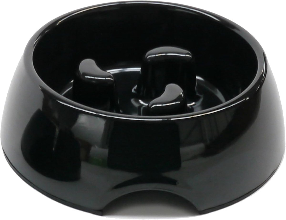 Anti scoff Slow Feeder, Melamine Hondenbak, Zwart, groot
