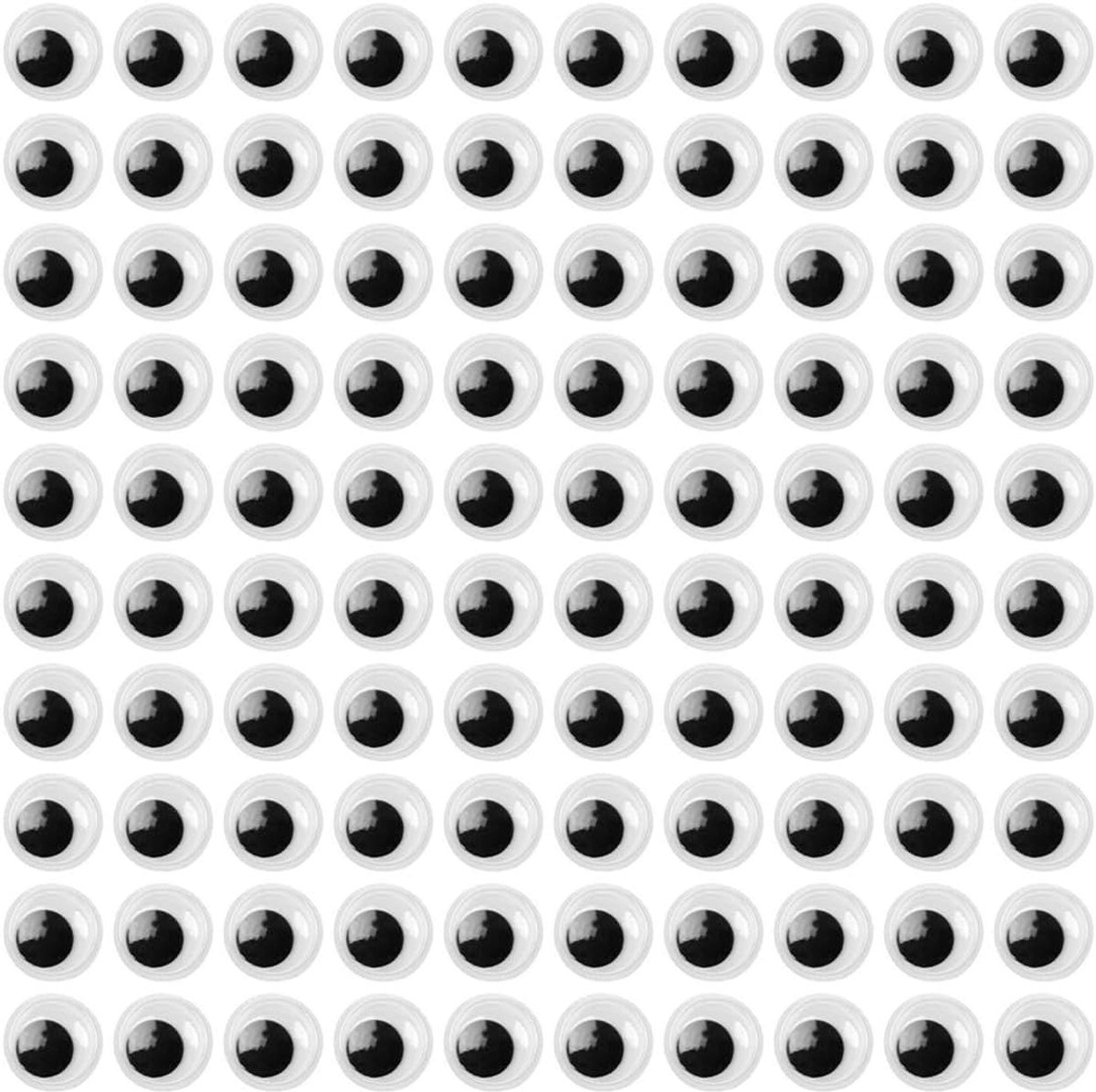 100 stuks wiebelende wiebelogen, zwart-witte wiebelogen, zelfklevend, geschikt voor doe-het-zelf-knutselwerkjes (20 mm)