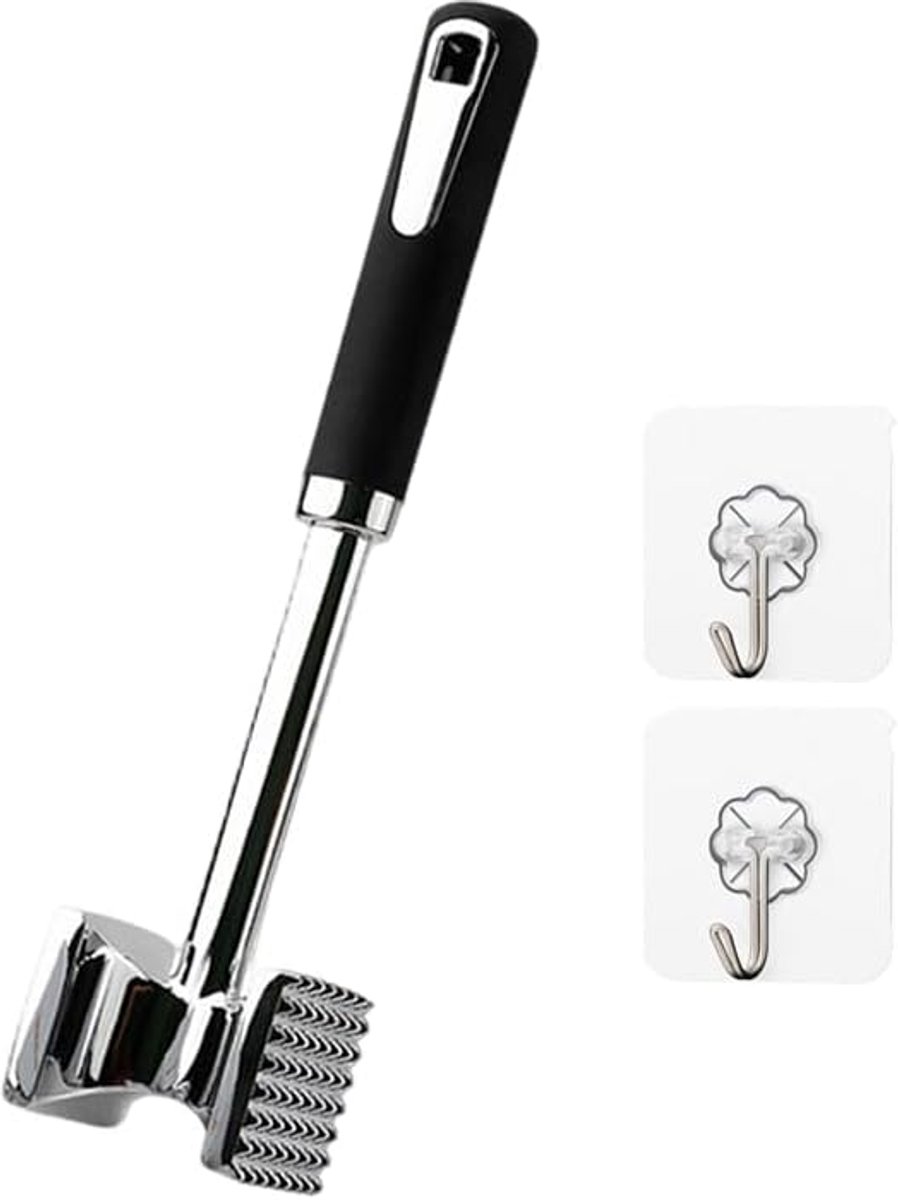 Vleesklopper, dubbelzijdige vleeshamer van roestvrij staal, vleeshamer met antislip handgreep, schnitzelklopper, zachtmaker, meattenderizer voor steak, kip, varken, vaatwasmachinebestendig
