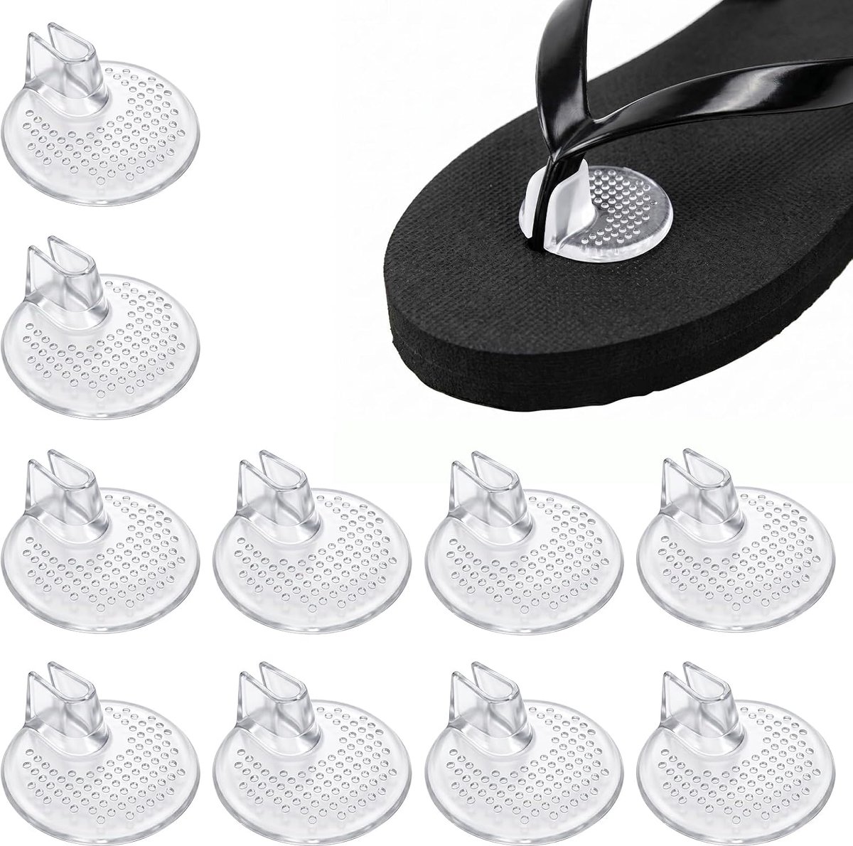 10 paar teenslippers van siliconen, zelfklevende teenslippers, beschermpads, transparant en antislip, herbruikbare gelpads voor sandalen, teenbrug en zomerschoenen