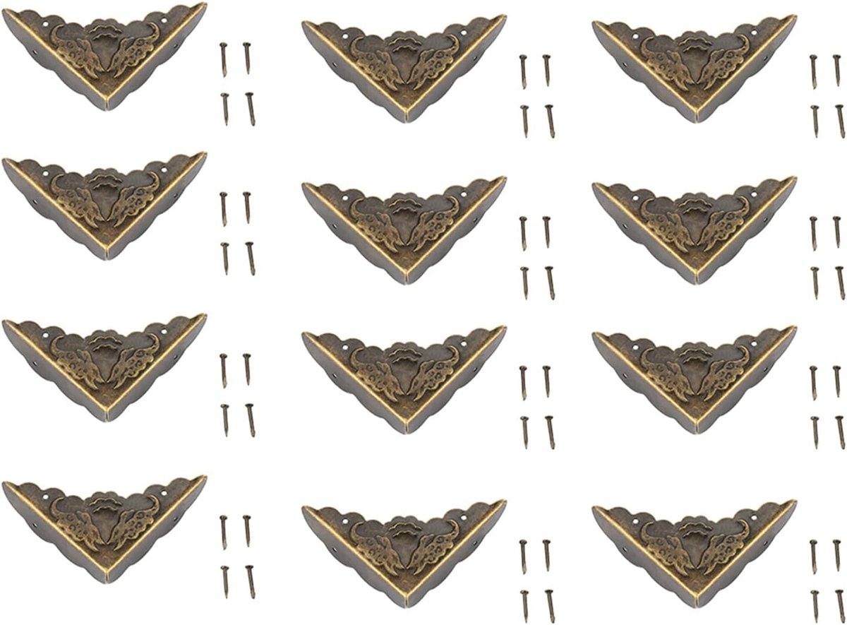 12 stuks Eckenschutz Vintage Brons Eisen Decoratieve Füße voor Houten Rand
