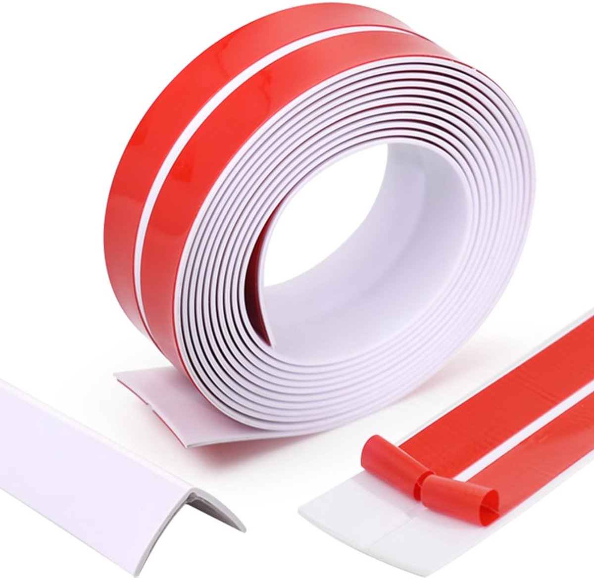 Zachte plint, zelfklevend, 4 m afdichtingstape, zelfklevend, randbescherming, 20 x 20 mm, waterdichte pvc-siliconen band, flexibele knikstrip voor deuren, ramen, muren, vloer, keuken, wit