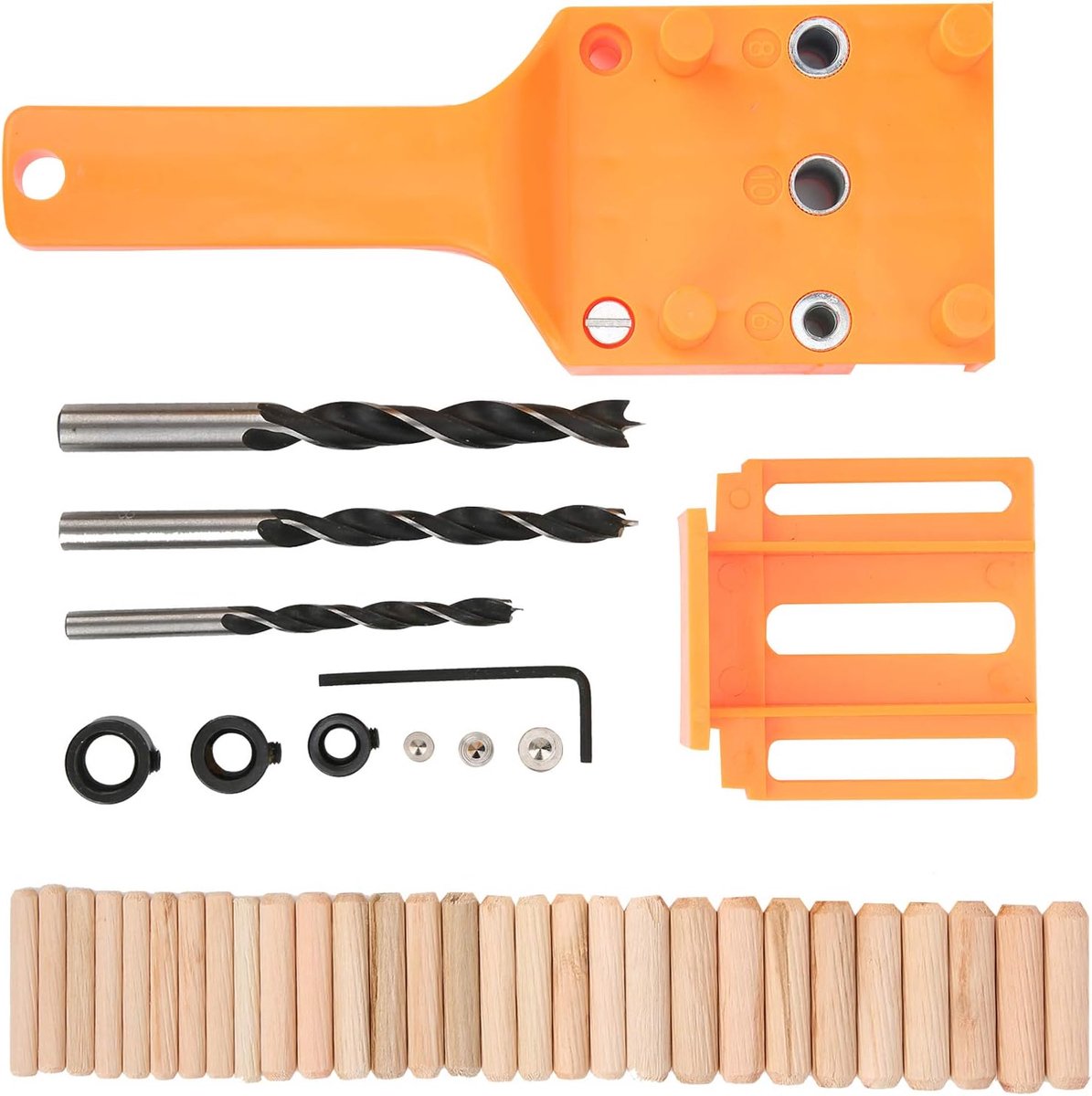 deuvelgatboorgeleider, 6 8 10 mm deuvelmal Handheld zelfcentrerende zakgatmal Gereedschap voor rechte gaten Werken Houtbewerking Boren Markering(Oranje)