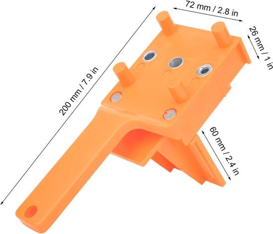 deuvelgatboorgeleider, 6 8 10 mm deuvelmal Handheld zelfcentrerende zakgatmal Gereedschap voor rechte gaten Werken Houtbewerking Boren Markering(Oranje) — afbeelding 4